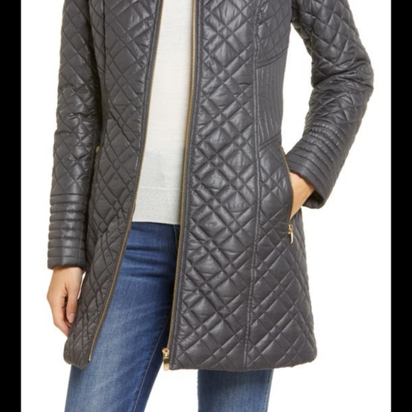Via Spiga Women's Diamond Quilted Mid-Length Winter Jacket with Attached…
